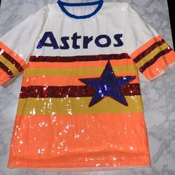 Houston Astros Retro Sequin Shirt Dress