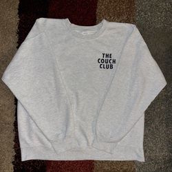 The Couch Club Sweatshirt Large Gray Crewneck Graphic Streetwear Minimalist