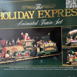 The HOLIDAY EXPRESS Animated Christmas Train Set #380 VINTAGE 1996 Santa