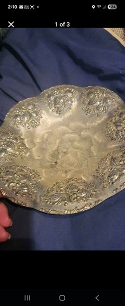 Vintage Silver-Tone Repousse Decorative Bowl