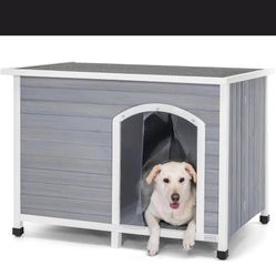  wooden outdoor Winston dog house, waterproof roof and sits higher for cooler/warmer weather conditions. 