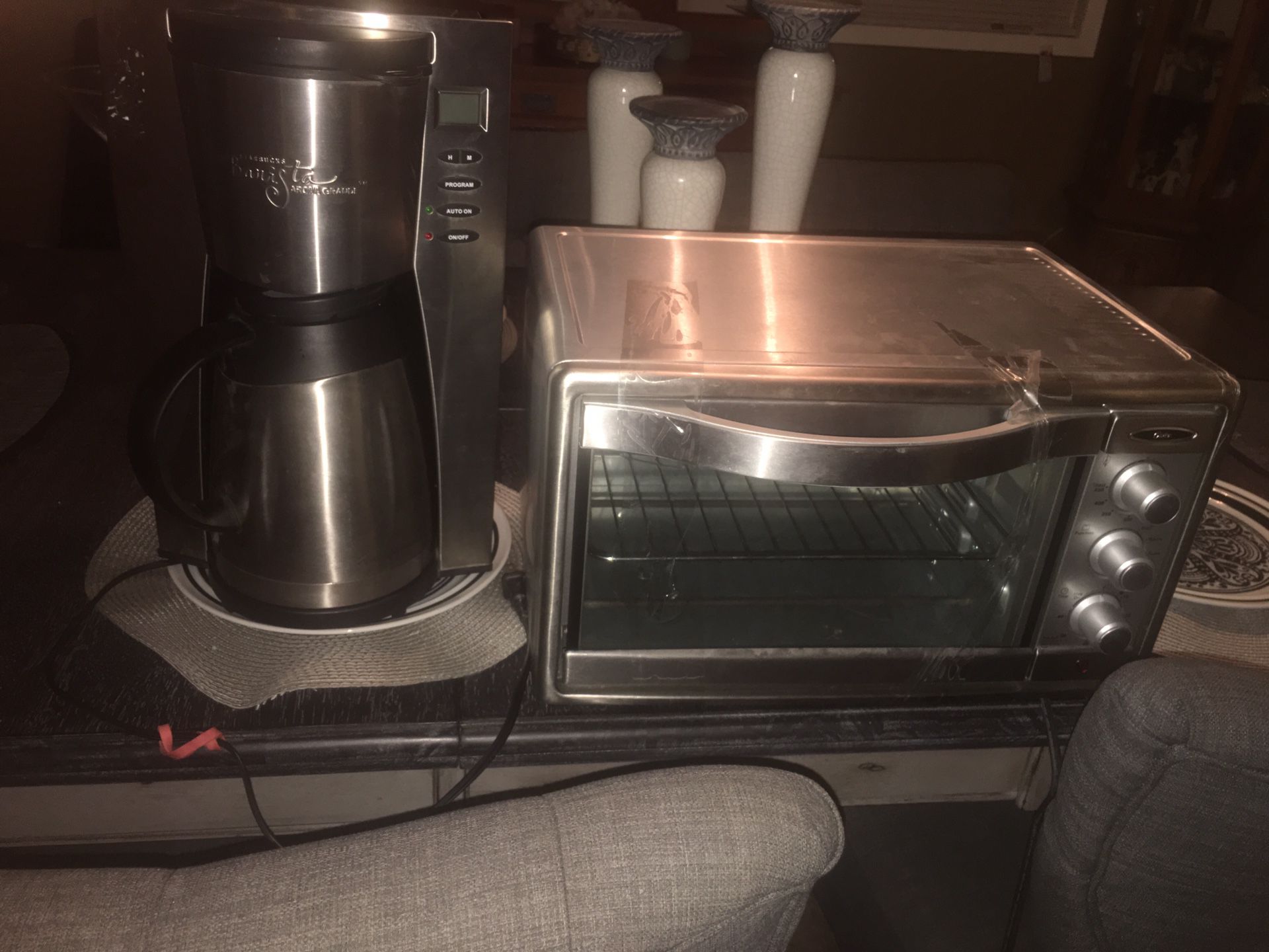 Starbucks barista coffee maker stainless steel and oster toaster oven