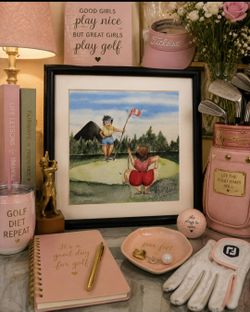Wall Art Jill Haney Neal Signed Art Print "It's a Gimmee" 9x9 Giggle Girls Golf