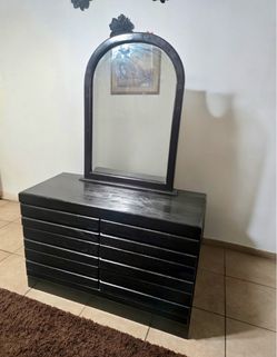 Gorgeous Black wood dresser with mirror