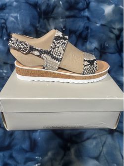 Mark Fisher Sport Wedges, Snakeskin, Black/Natural… Size 9