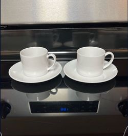 Crate & Barrel 2 Espresso Cups With Saucer Plates For $10