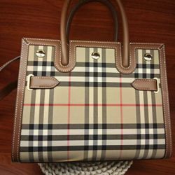 Burberry Mini Vintage Check Two Handle Title Bag