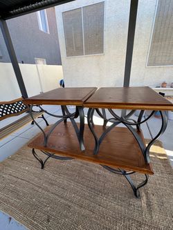 Wood and Metal Tables Set of 3