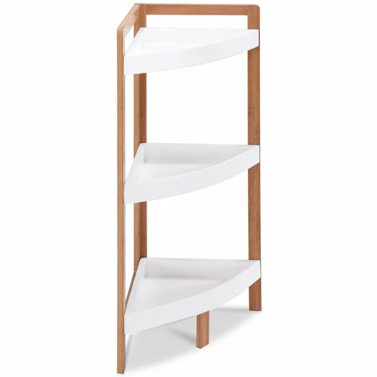 Giantex 3 Tier Corner Shelf Tower Storage Bathroom Wood Rack Stand Organizer Holder Home Furniture HW57019