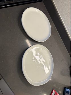 Set of Two White Plates
