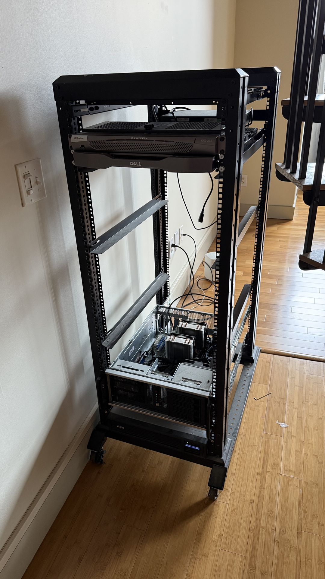 Server Rack With Server, KVM, Network