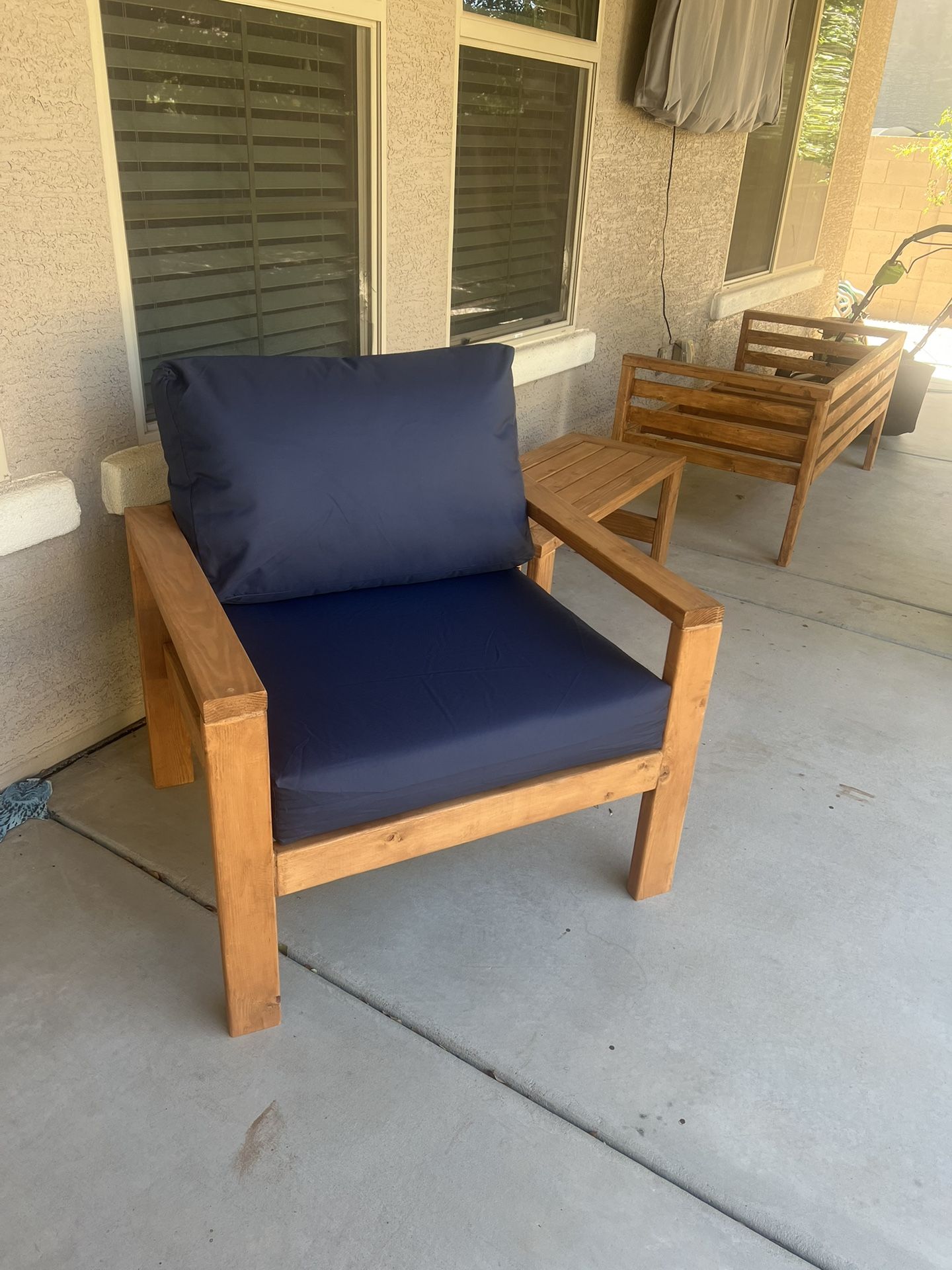 Wood Loveseat & chair