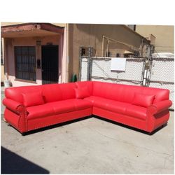 BRAND NEW 9x9ft SECTIONAL SOFA COUCH, RED LEATHER. Custom Made AVAILABLE 