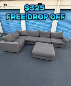 Huge dark gray Modular sectional sofa couch feather stuff all pieces can be arranged in different positions FREE DROP OFF