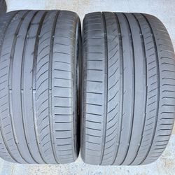Two Premium Tires 325/35/22 Continental Contisportcontact With 70-75% Left Mercedes GLE Rear Pair 