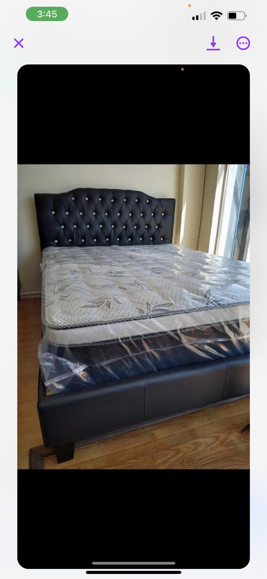 Queen Size Bed Frame With Euro Pillow Top Mattress Included