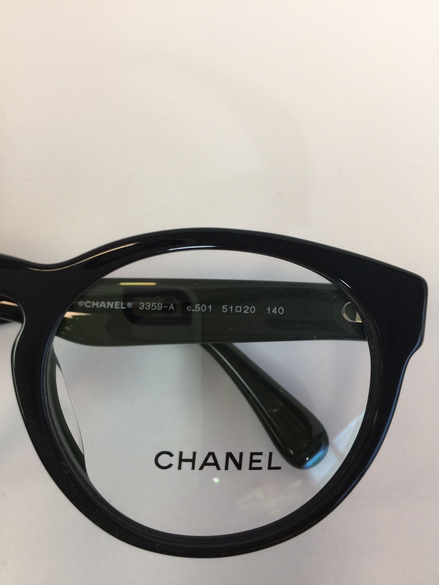 Chanel  A c. Bold Round black plastic Eyeglasses mm for