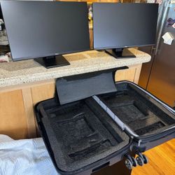 TWO Dell  24" Monitors With folding stands & Travel Case**