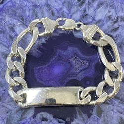 $1250 Silver Figaro ID Link Bracelet 