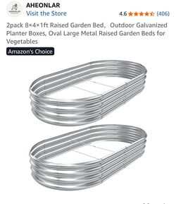 AHEONLAR 2-Pack Galvanized Metal Raised Garden Beds