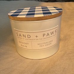 Sand + Paws Candle 12oz “Desert Rain” - Neutralizes Pet Odor (Silver Lake)