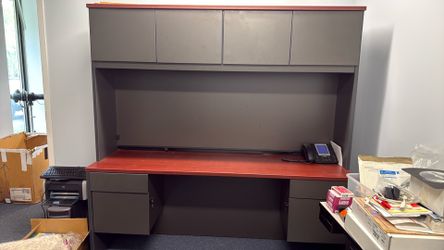 Grey with wood top - Office Desk for sale