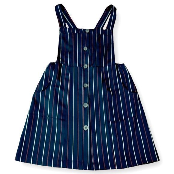 Urban Romantics Pinstripe Deep Navy Stripped Pinafore Overall Dres