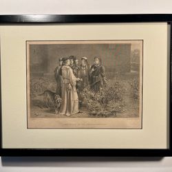 1876 SHAKESPEARE STEEL ENGRAVING "THE SCENE IN THE TEMPLE GARDEN" KING HENRY VI