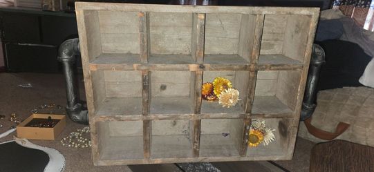 Industrial shelf with cubby holes