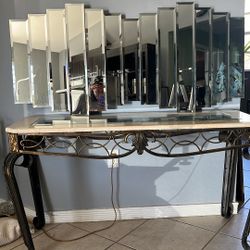 Heavy Beveled Wall Mirror 2' x 4'+-Modern Clean Lines / 1990s - 2000s Solid & Elegant Large Beveled Glass Mirror 
