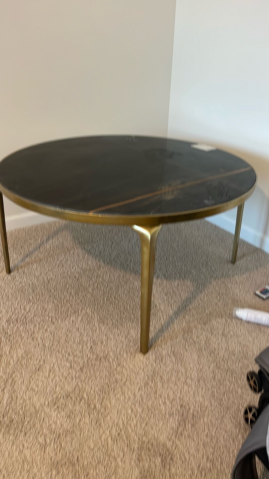 Hooker Coffee Table Real Black Marble Gold Accents 