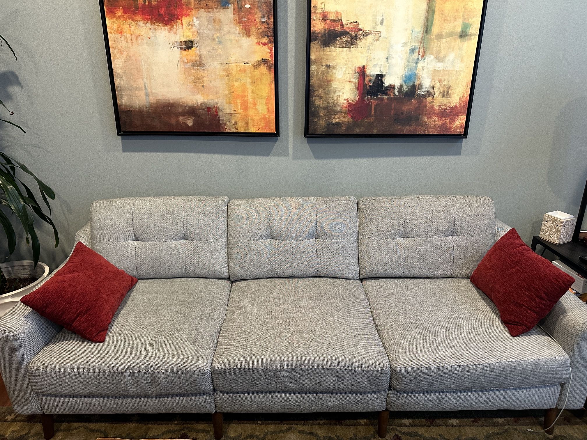 Burrow Sofa and Two Ottomans