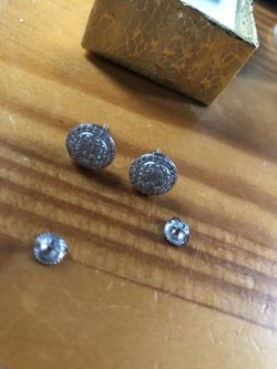 Diamond Screw Back Earrings
