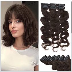 Rich Choices Short Clip In Hair Extensions Real Human Hair-Wave/Curly 6 Pcs Single Clip Hairs Extensions For Women-Mini Seamless Clips Hairpieces for 