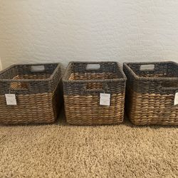 NWT Woven Storage Baskets / Crates / Bins (Set Of 3)