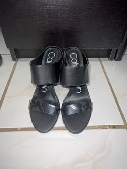 RARE 🔥 Calvin Klein Shayna Black Snakeskin Heels Size 8-Worn Once