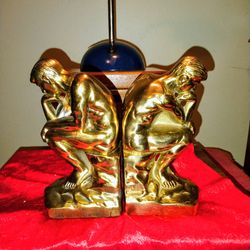 Brass Thinker bookends