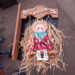 Wooden  Cowgirl Doll On Swing