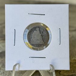 1876 Seated Liberty Dime Silver Coin 