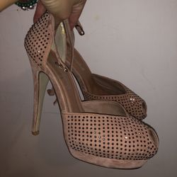 Pink Jeffrey Campbell Diamond-Studded Heels 