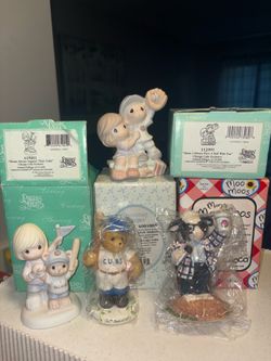 Vintage Precious Moments Chicago Cubs Limited Edition Figurine Lot w/ Boxes 2002-2006
