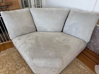 Crate and Barrel Axis - Light Gray Herringbone Corner Sectional Piece