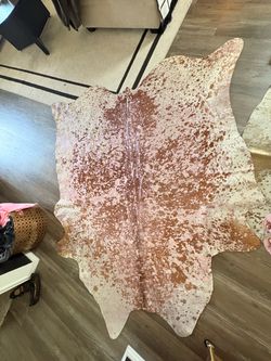 cow print metallic rug