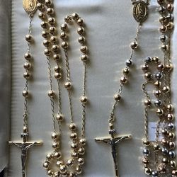 Pair of solid 14k gold rosary