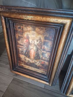 Religious Icon Painting in Ornate Gold Frame