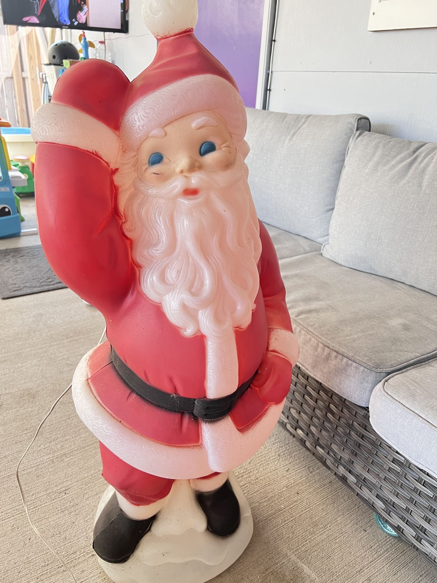Waving Santa blow mold made by General Foam Plastics with working light.