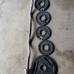 Weights Metal Iron And Ez Curl Bar 30 Lb