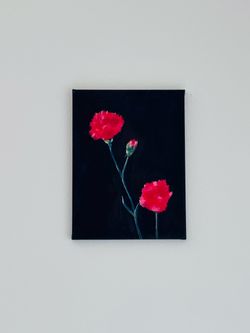 Flowers. Oil on Canvas. Red Carnations