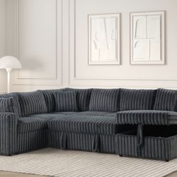 Gray Pull Out Bed Sectional 