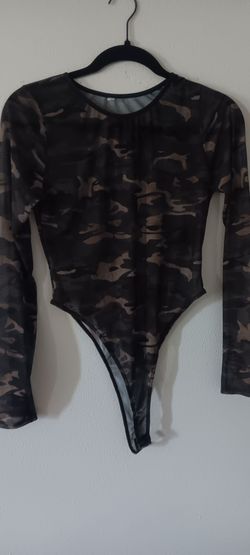 Camo Mesh Long Sleeve Bodysuit